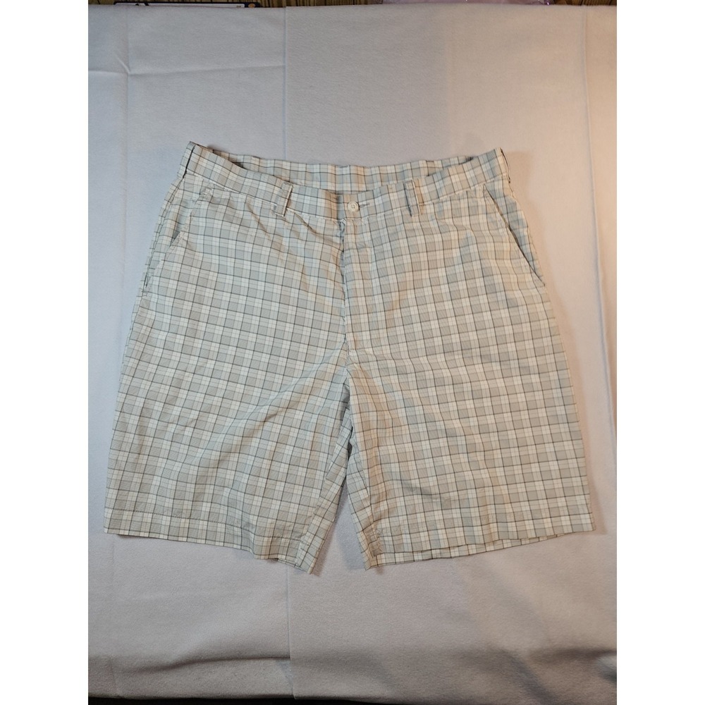 PGA Tour Shorts Sz 38 Mens Beige Golf Plaid Lightweight Breathable Sports Summer